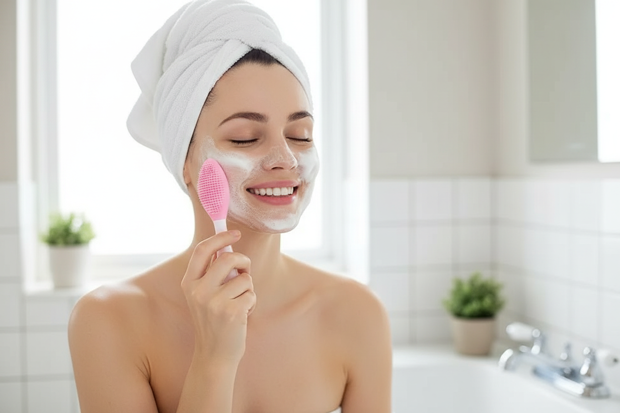 Brosse Nettoyante Visage en Silicone - Exfoliation & Anti-Points Noirs